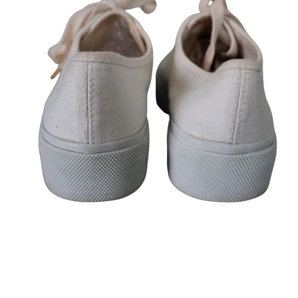 Xhilaration Womens Y2K Chunky Platform Canvas Sneakers Size 7 Off White Lace Up - Picture 6 of 10